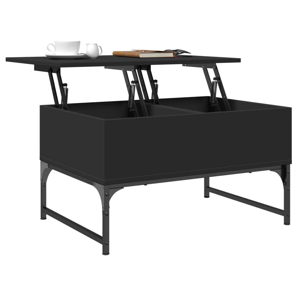 Table basse noir 70x50x40 cm bois d’ingénierie et métal - Tables basses