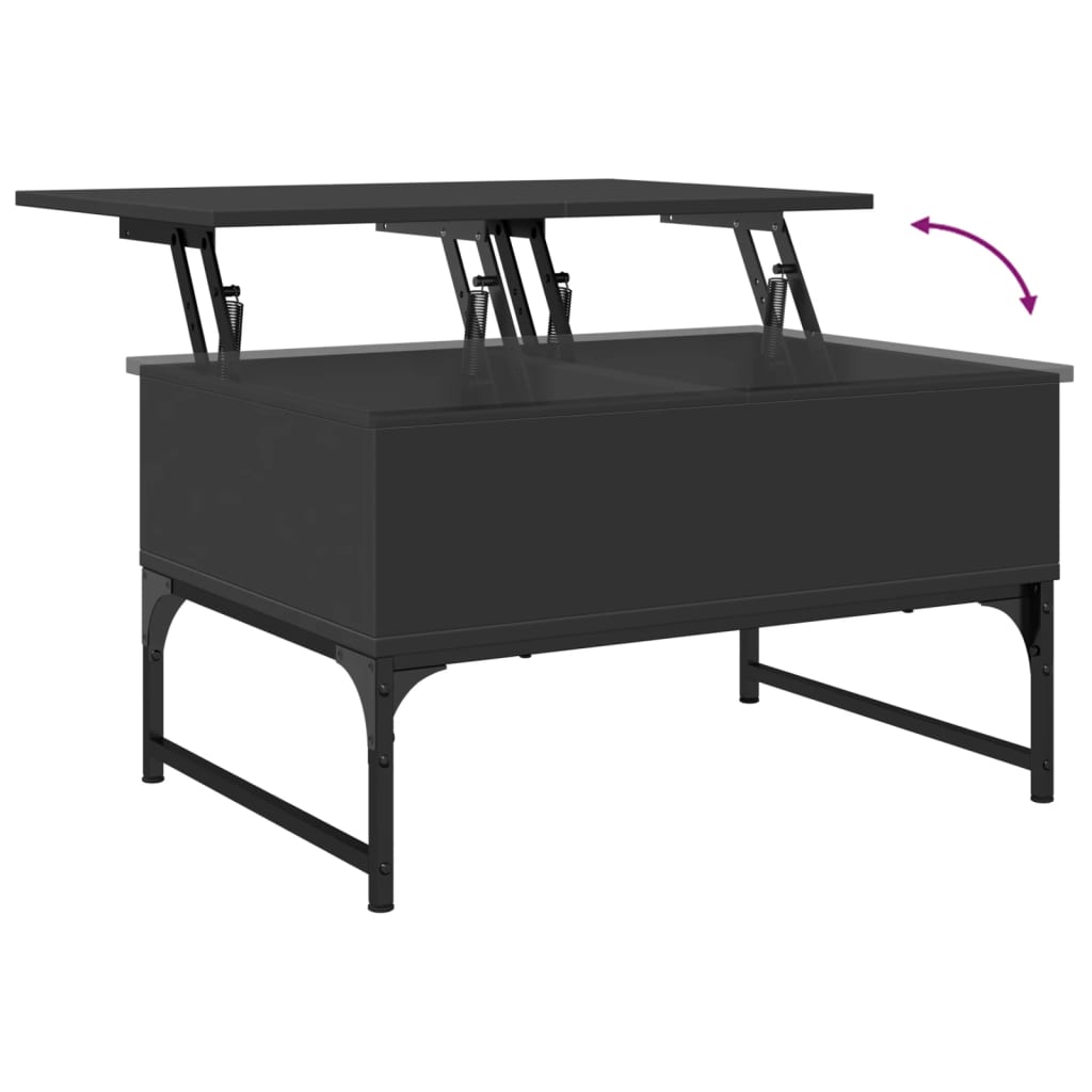 Table basse noir 70x50x40 cm bois d’ingénierie et métal - Tables basses