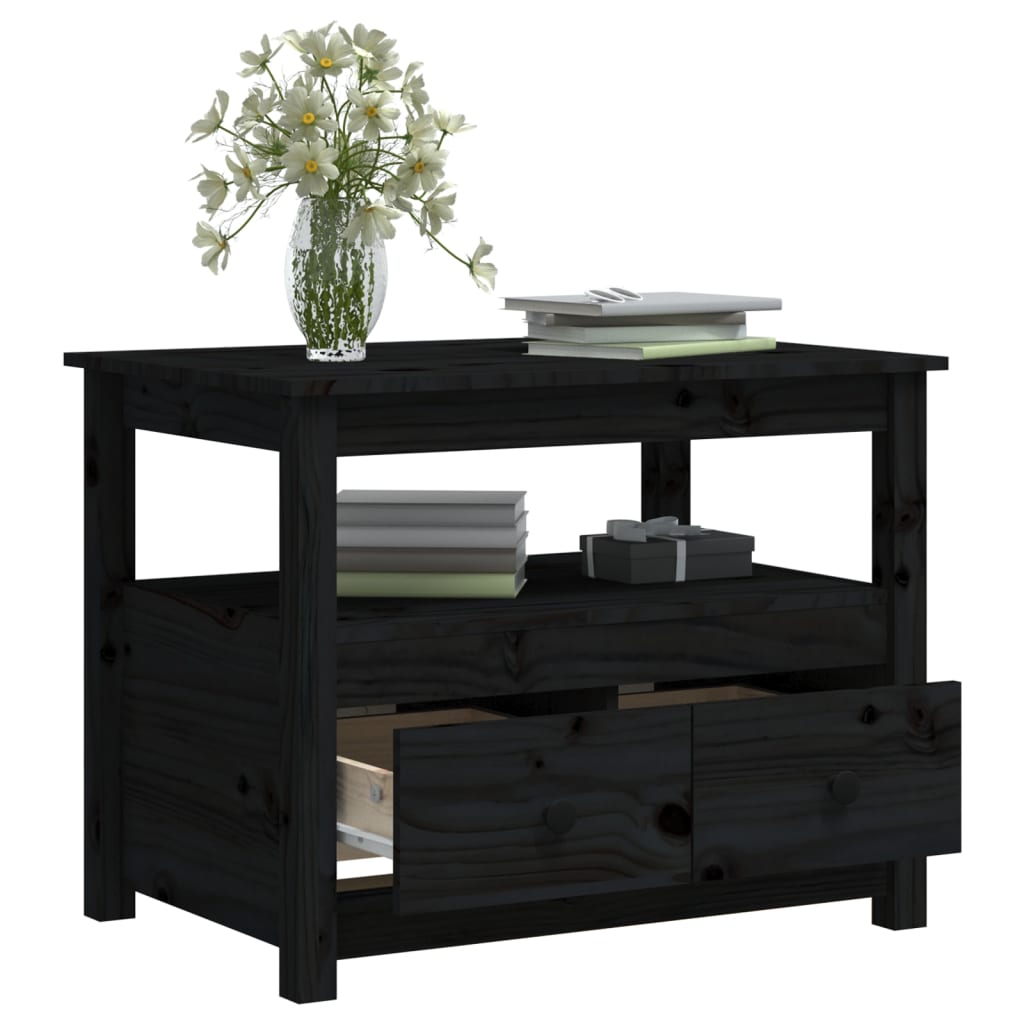 Table basse Noir 71x49x55 cm Bois massif de pin - Tables basses
