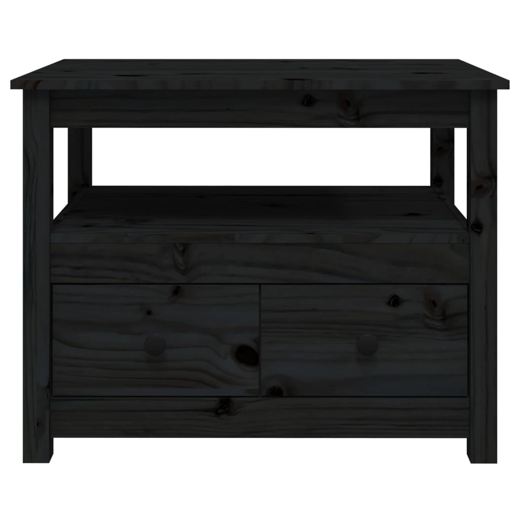 Table basse Noir 71x49x55 cm Bois massif de pin - Tables basses