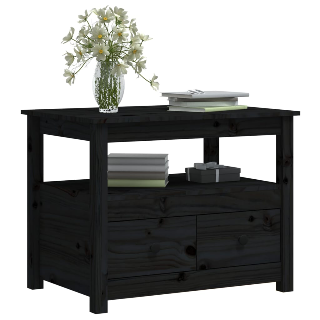 Table basse Noir 71x49x55 cm Bois massif de pin - Tables basses