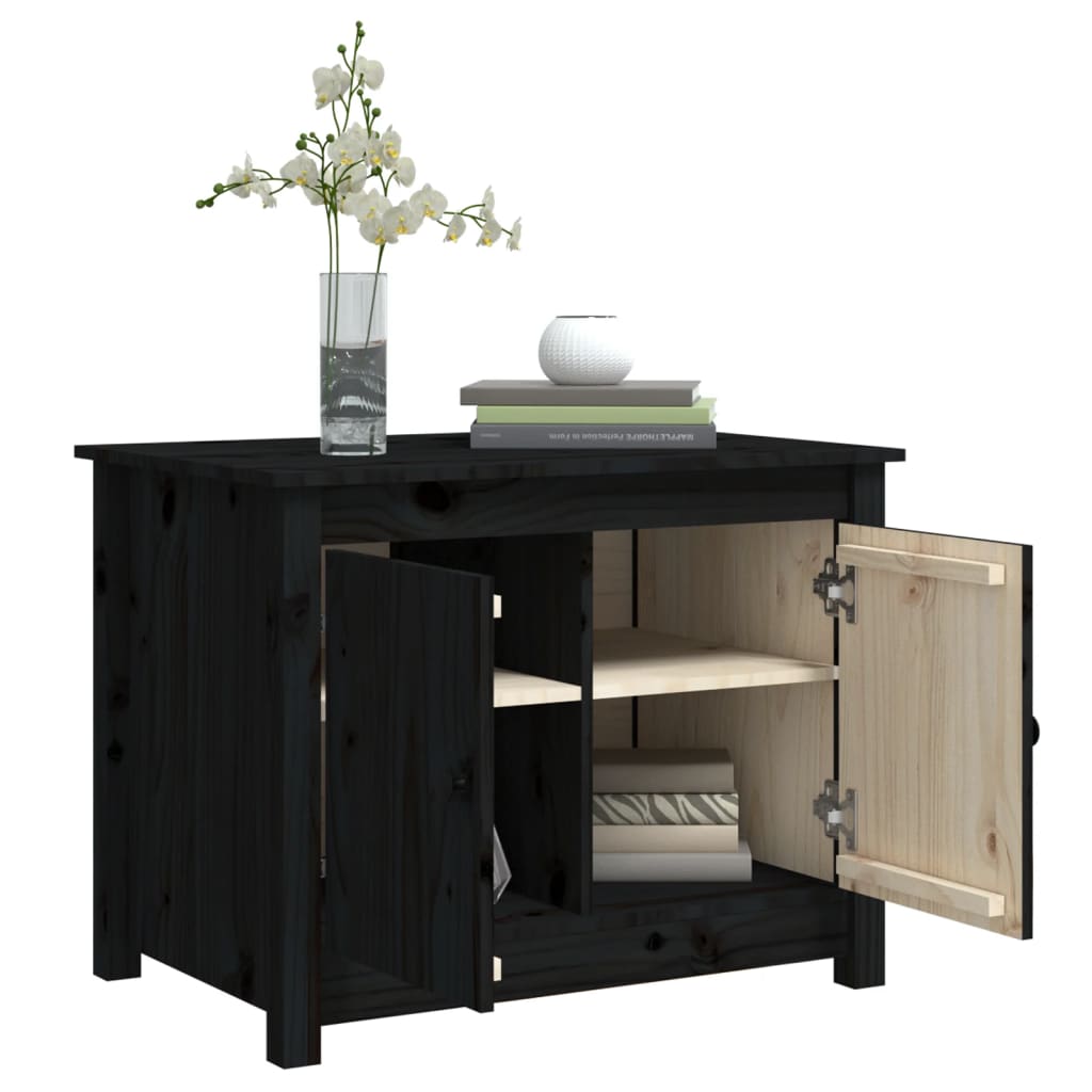 Table basse Noir 71x49x55 cm Bois massif de pin - Tables basses