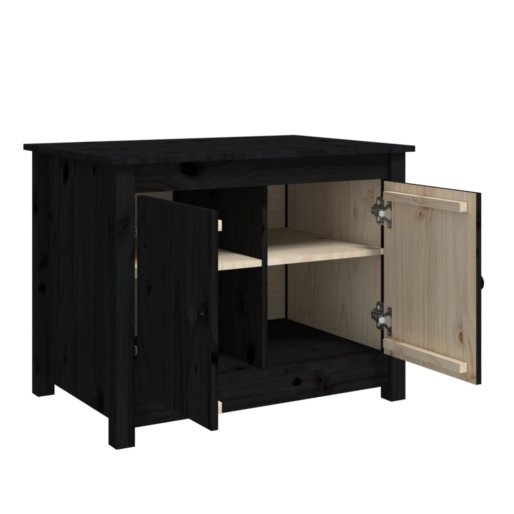 Table basse Noir 71x49x55 cm Bois massif de pin - Tables basses