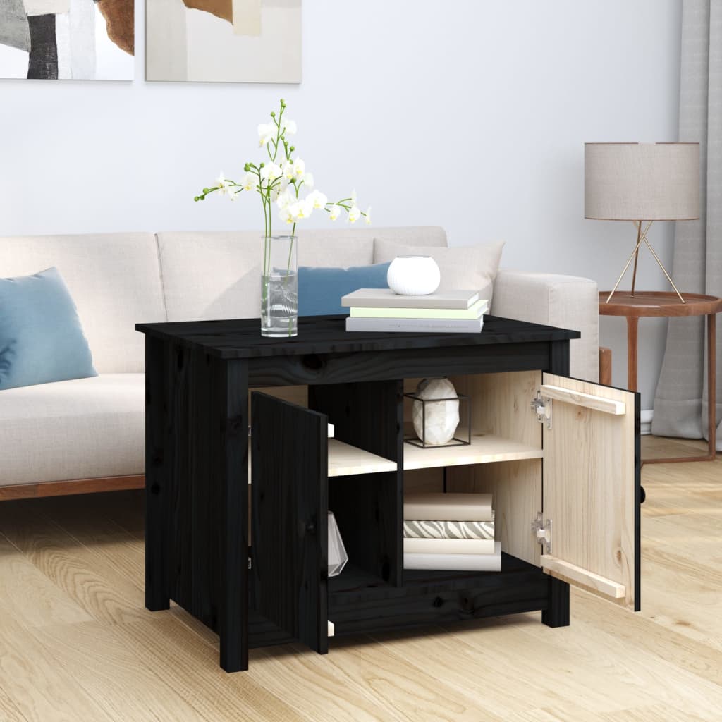 Table basse Noir 71x49x55 cm Bois massif de pin - Tables basses