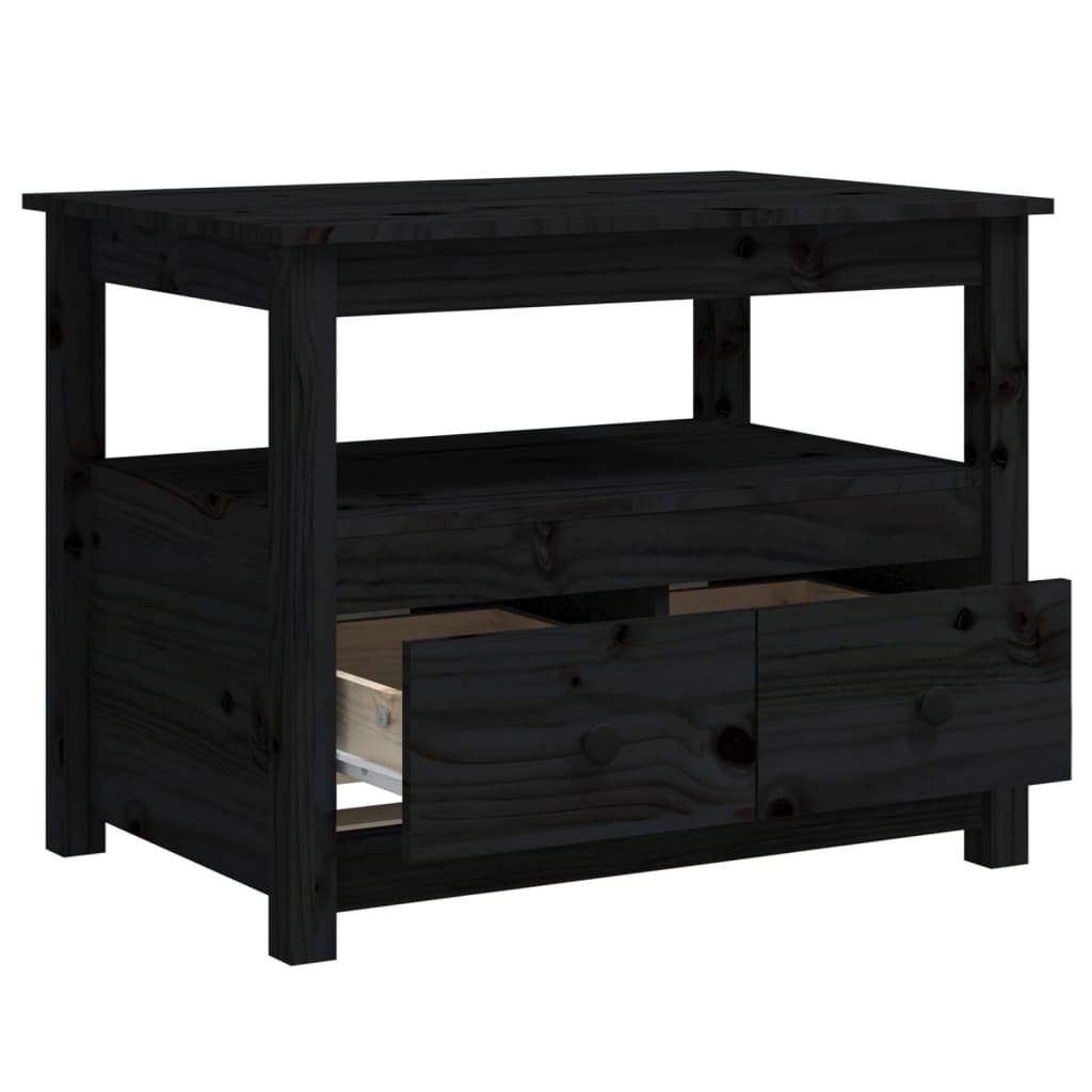 Table basse Noir 71x49x55 cm Bois massif de pin - Tables basses