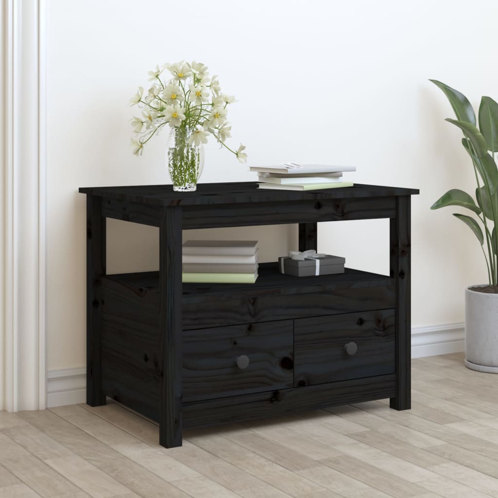 Table basse Noir 71x49x55 cm Bois massif de pin - Tables basses