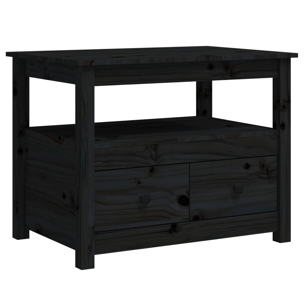 Table basse Noir 71x49x55 cm Bois massif de pin - Tables basses