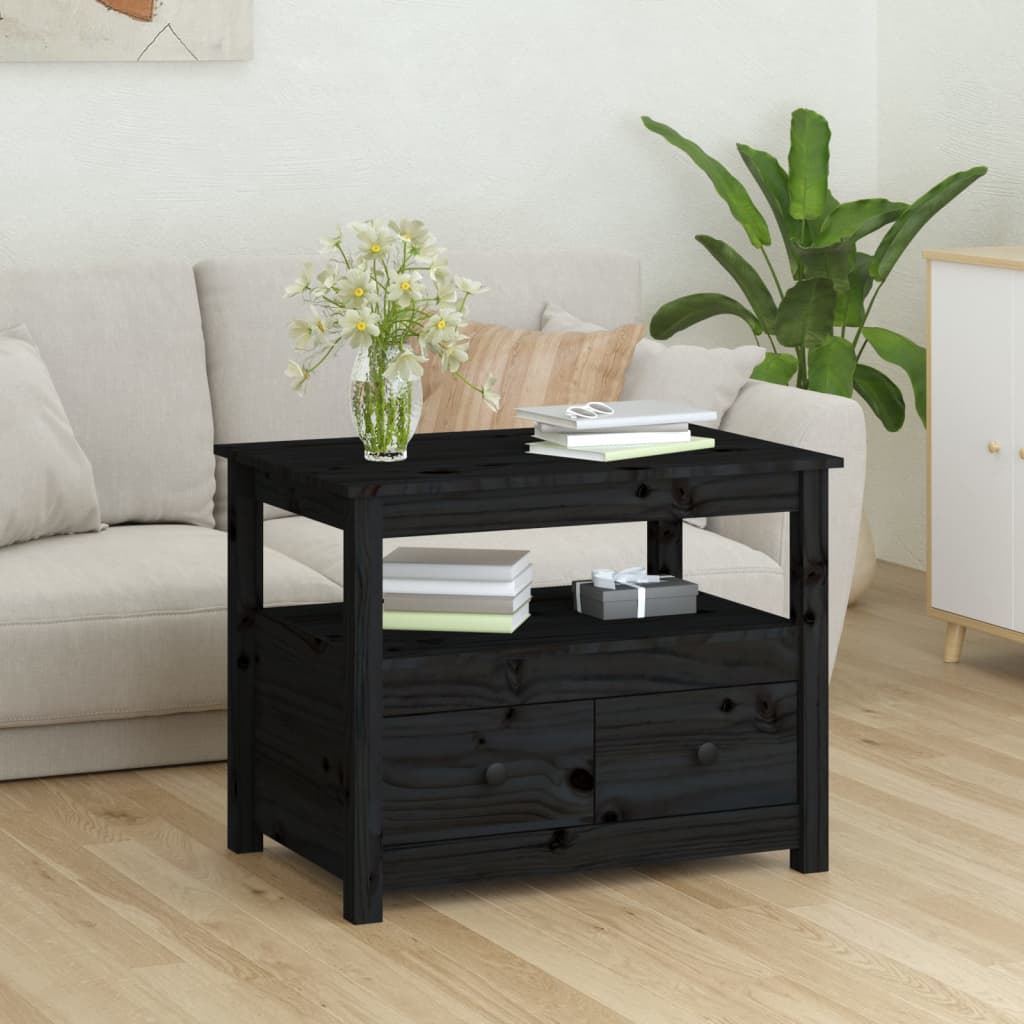 Table basse Noir 71x49x55 cm Bois massif de pin - Tables basses