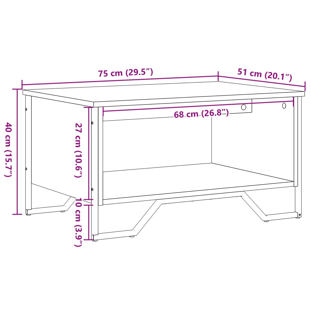Table basse noir 75x51x40 cm bois d’ingénierie - Tables basses