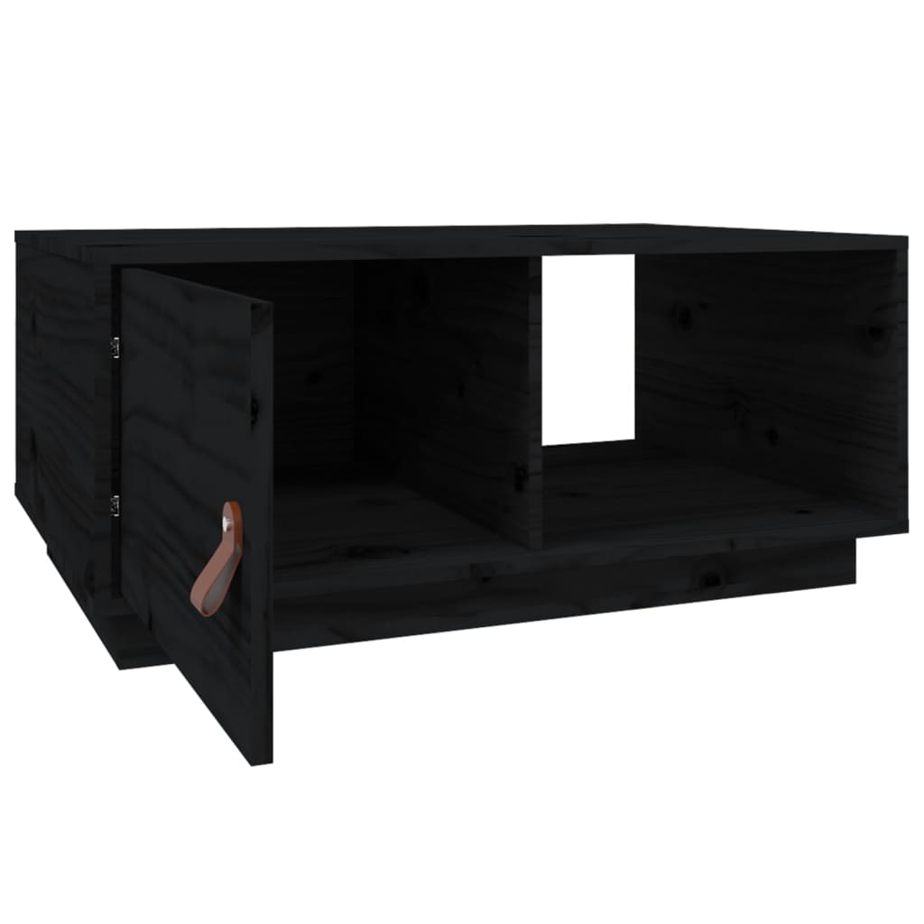 Table basse Noir 80x50x35,5 cm Bois massif de pin - Tables basses