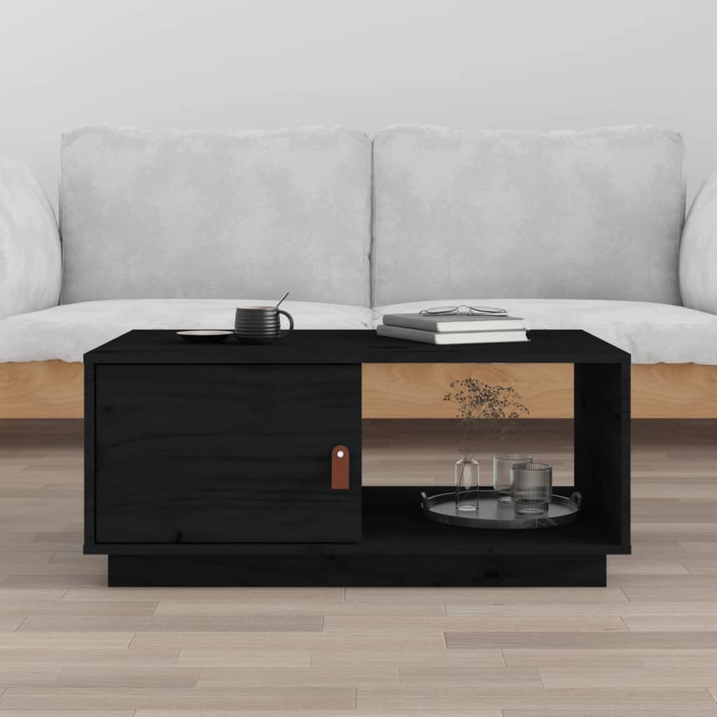 Table basse Noir 80x50x35,5 cm Bois massif de pin - Tables basses