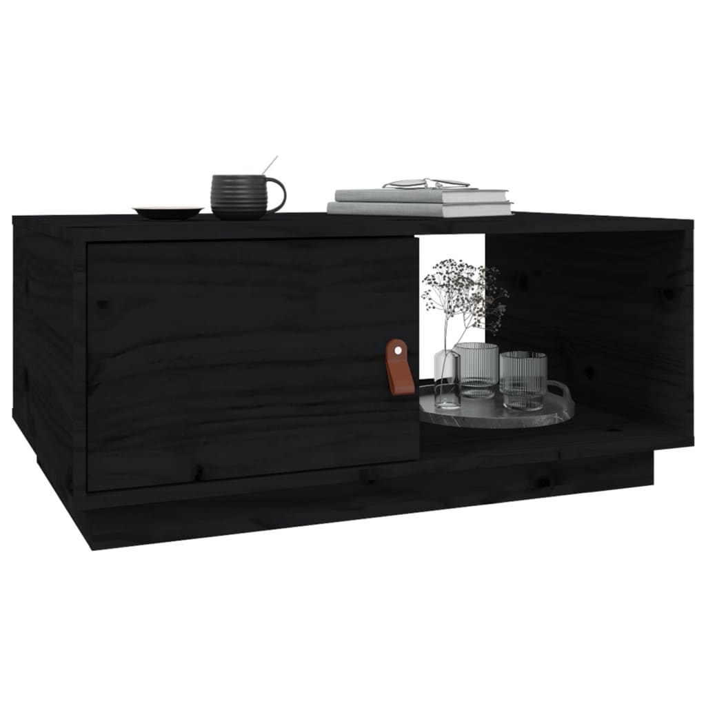 Table basse Noir 80x50x35,5 cm Bois massif de pin - Tables basses
