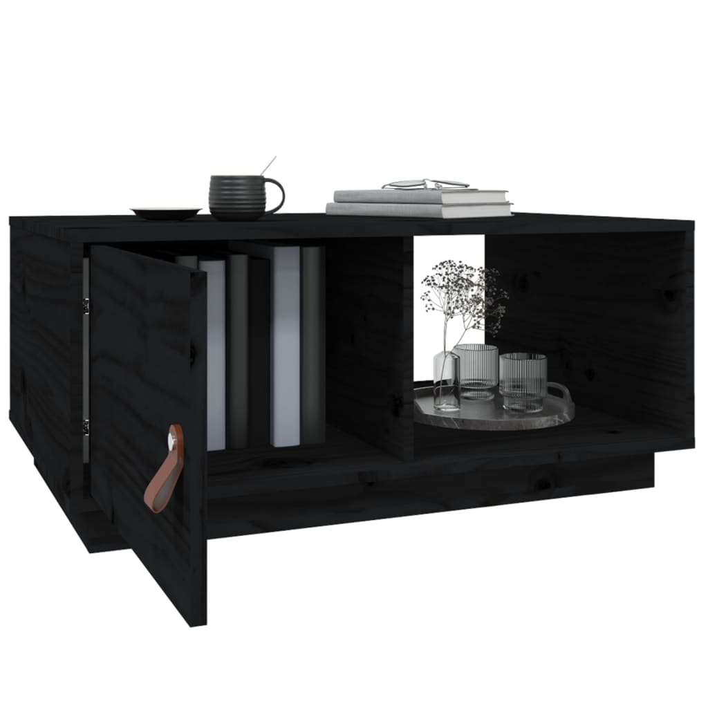 Table basse Noir 80x50x35,5 cm Bois massif de pin - Tables basses