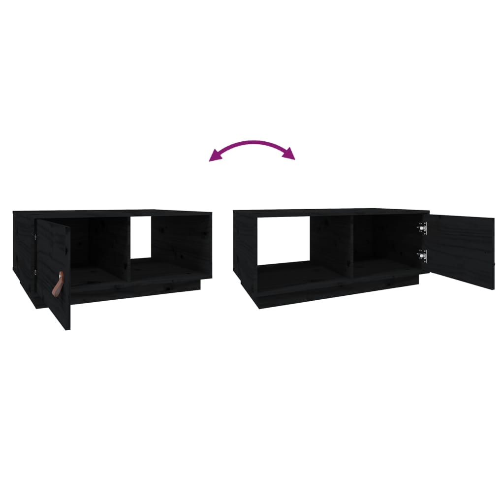 Table basse Noir 80x50x35,5 cm Bois massif de pin - Tables basses