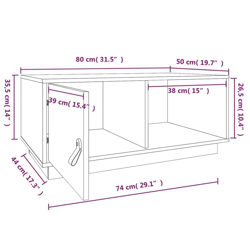 Table basse Noir 80x50x35,5 cm Bois massif de pin - Tables basses
