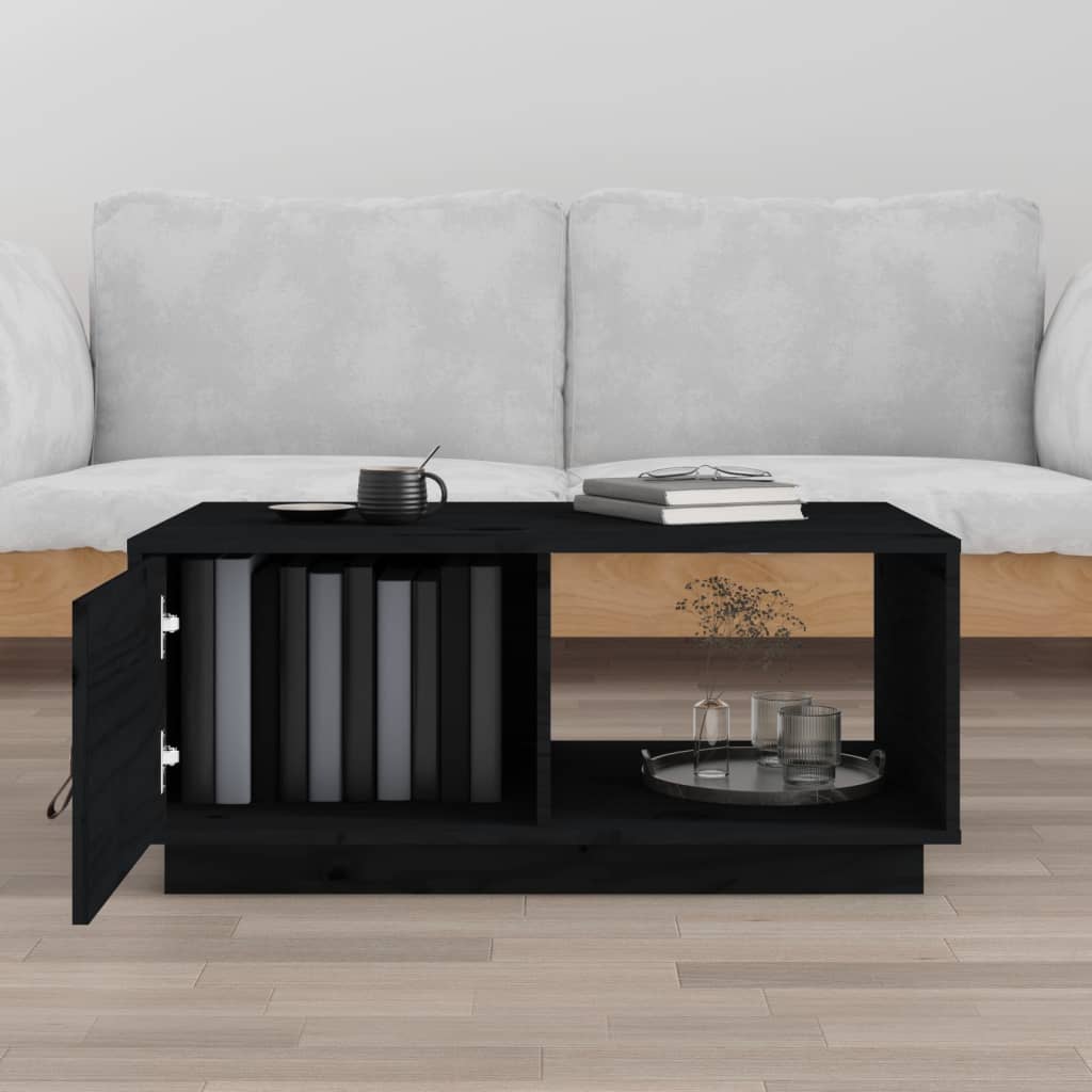 Table basse Noir 80x50x35,5 cm Bois massif de pin - Tables basses