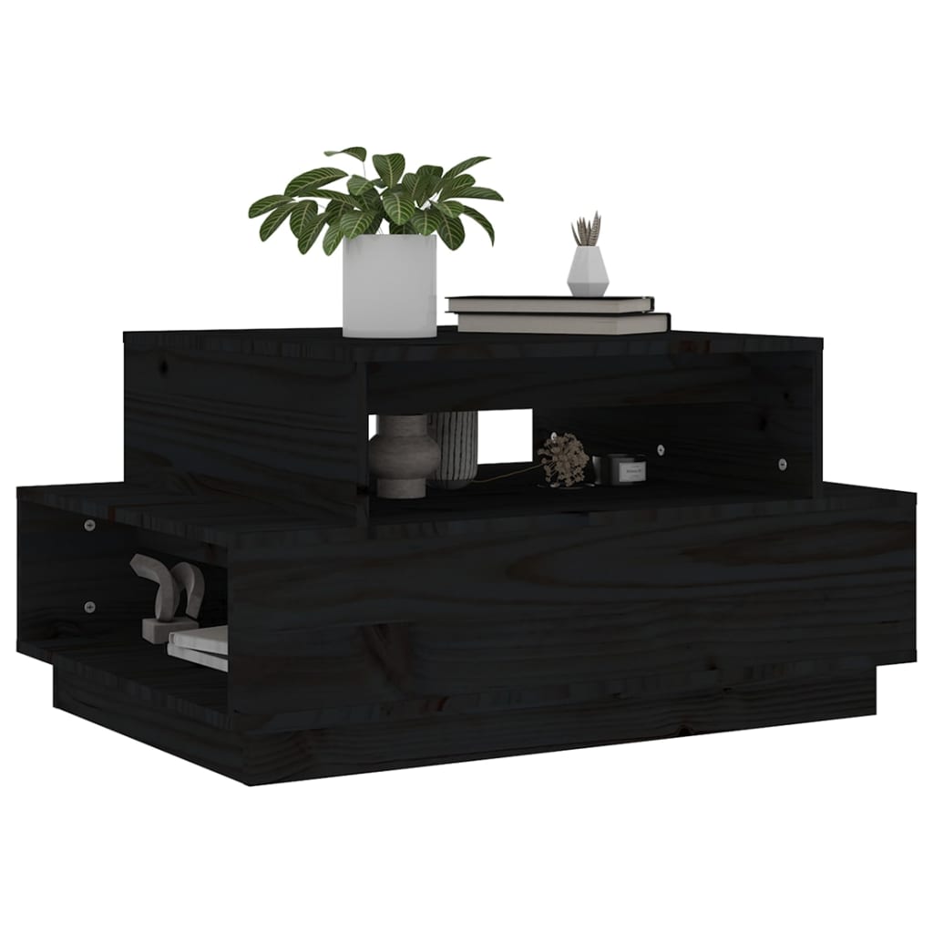 Table basse Noir 80x55x40,5 cm Bois massif de pin - Tables basses