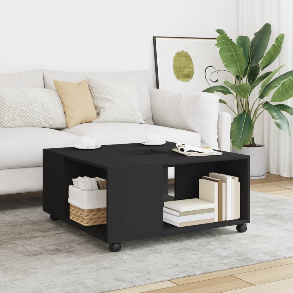 Table basse noir 80x80x40 cm bois d’ingénierie - Tables basses