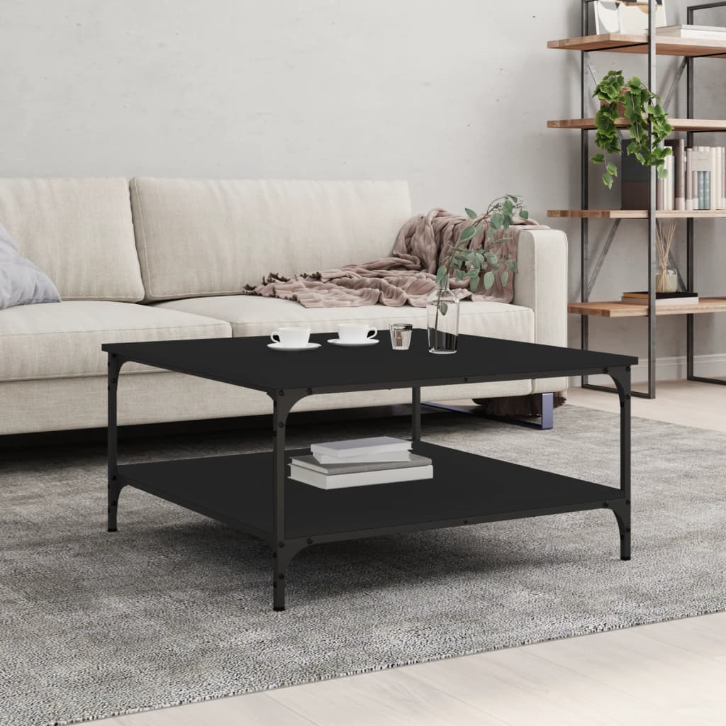 Table basse noir 80x80x40 cm bois d’ingénierie - Tables basses