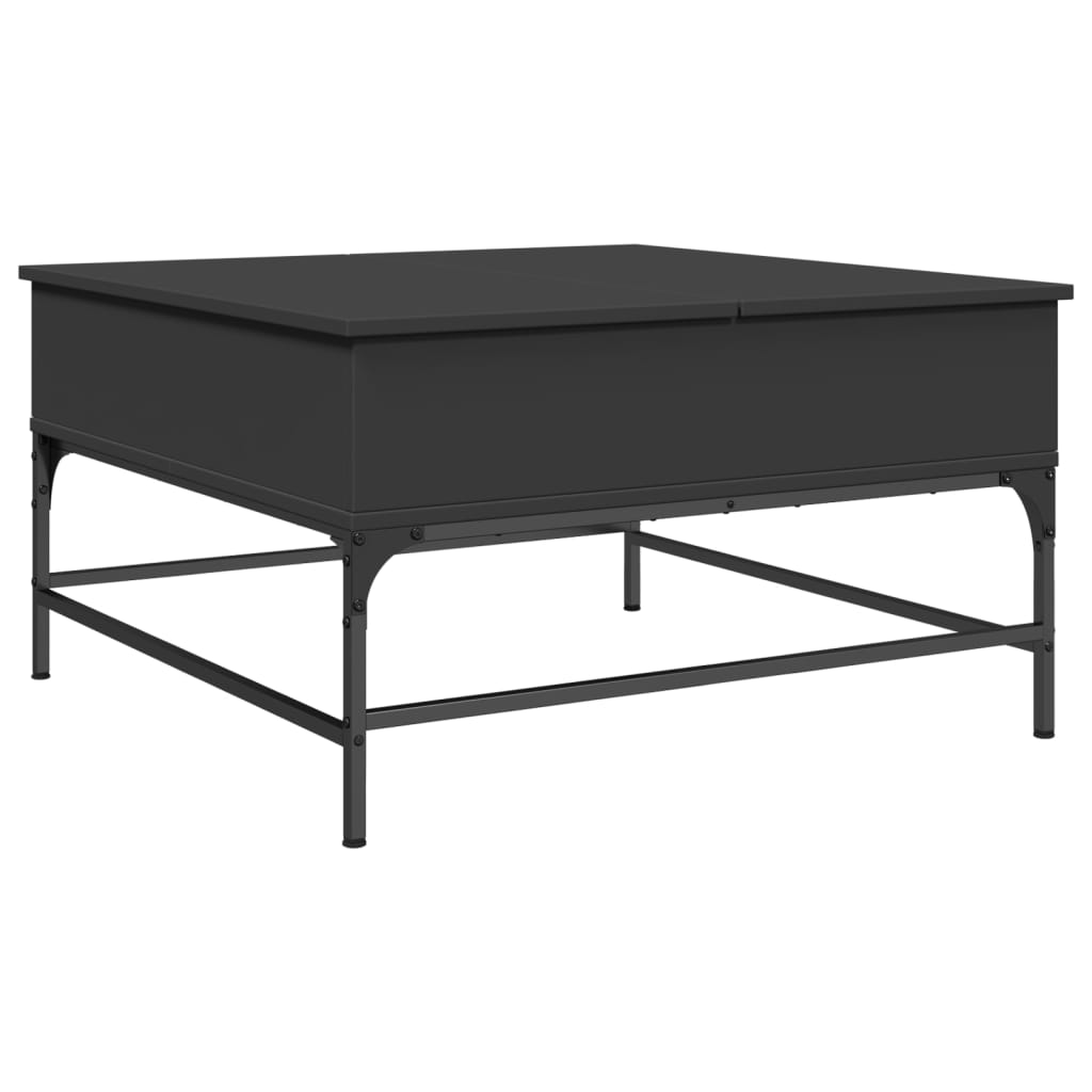 Table basse noir 80x80x45 cm bois d’ingénierie et métal - Tables basses