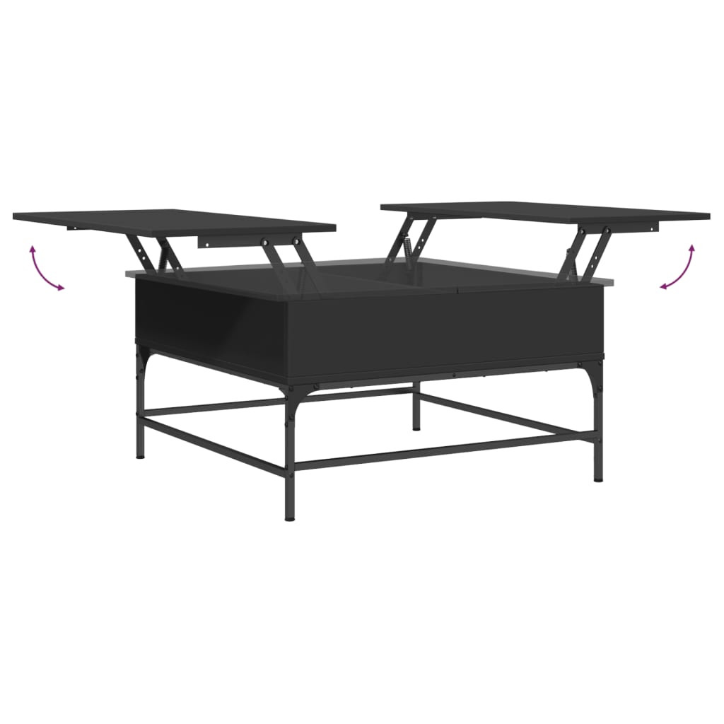Table basse noir 80x80x45 cm bois d’ingénierie et métal - Tables basses