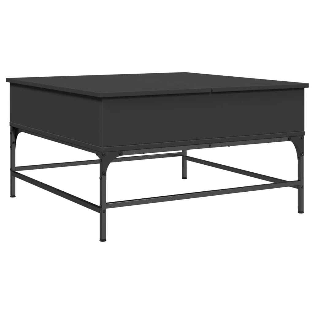 Table basse noir 80x80x45 cm bois d’ingénierie et métal - Tables basses