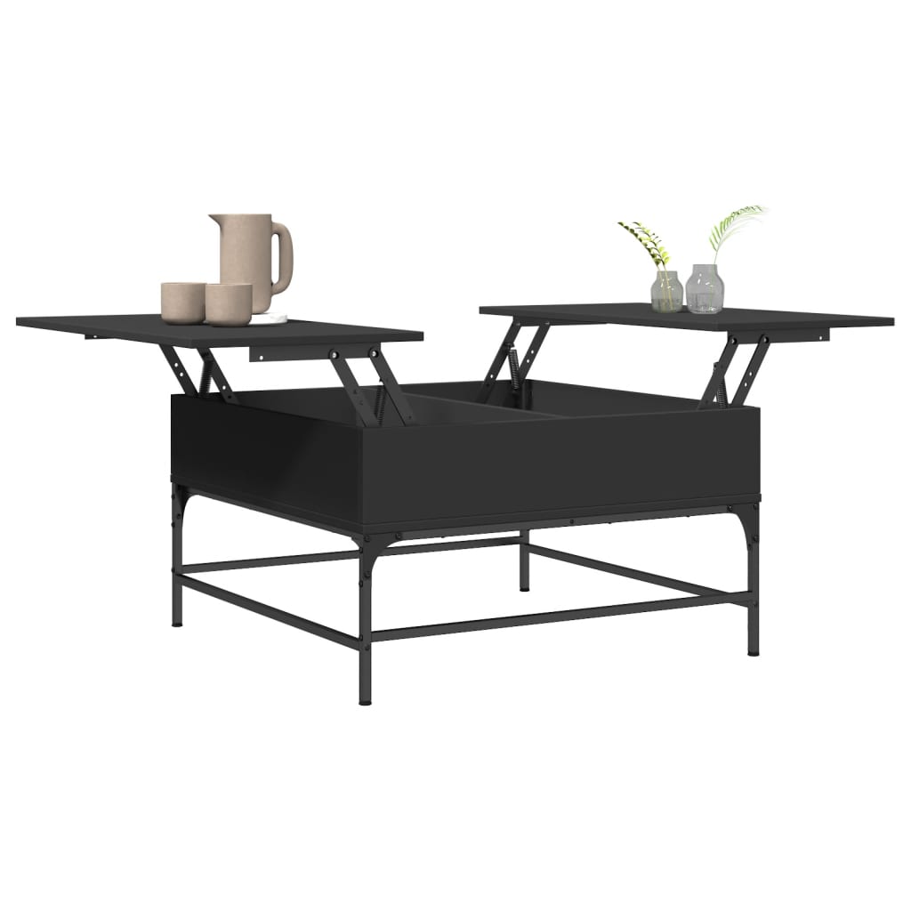 Table basse noir 80x80x45 cm bois d’ingénierie et métal - Tables basses