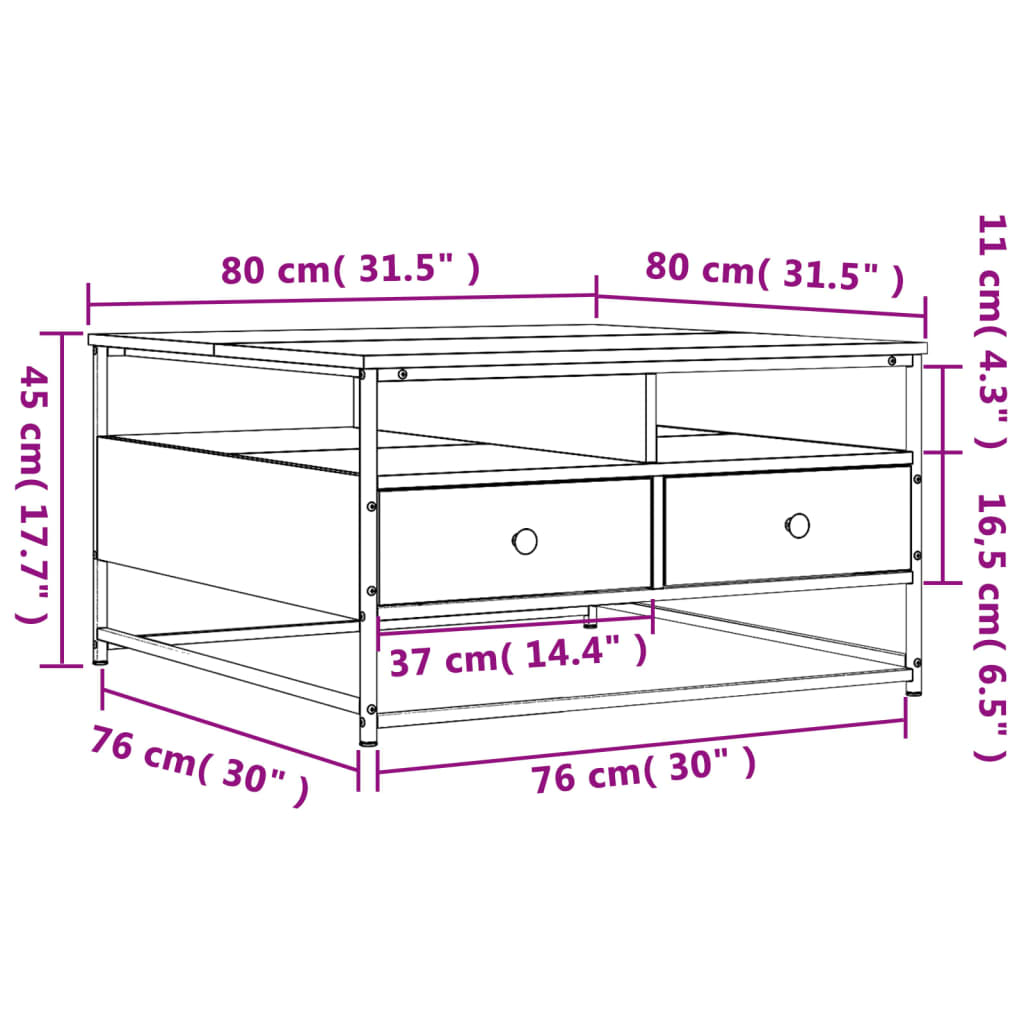 Table basse noir 80x80x45 cm bois d’ingénierie - Tables basses