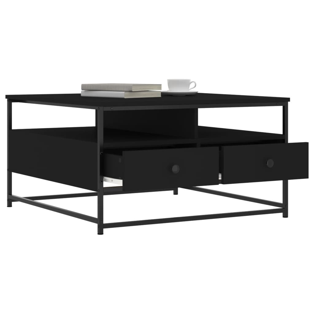 Table basse noir 80x80x45 cm bois d’ingénierie - Tables basses