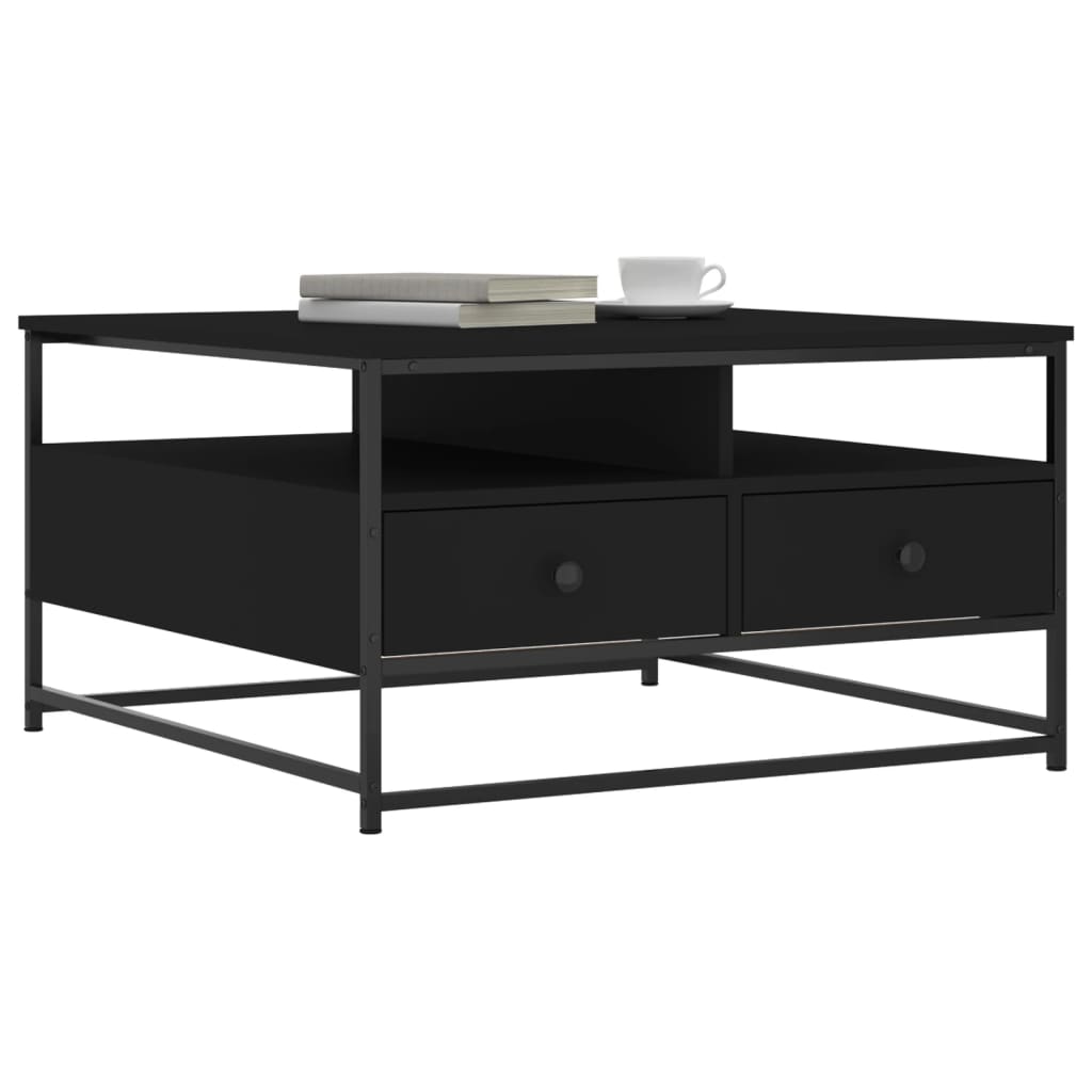 Table basse noir 80x80x45 cm bois d’ingénierie - Tables basses