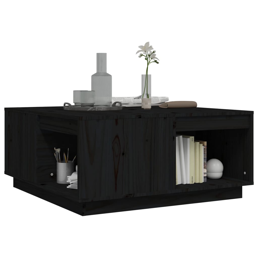 Table basse Noir 80x81x36,5 cm Bois massif de pin - Tables basses