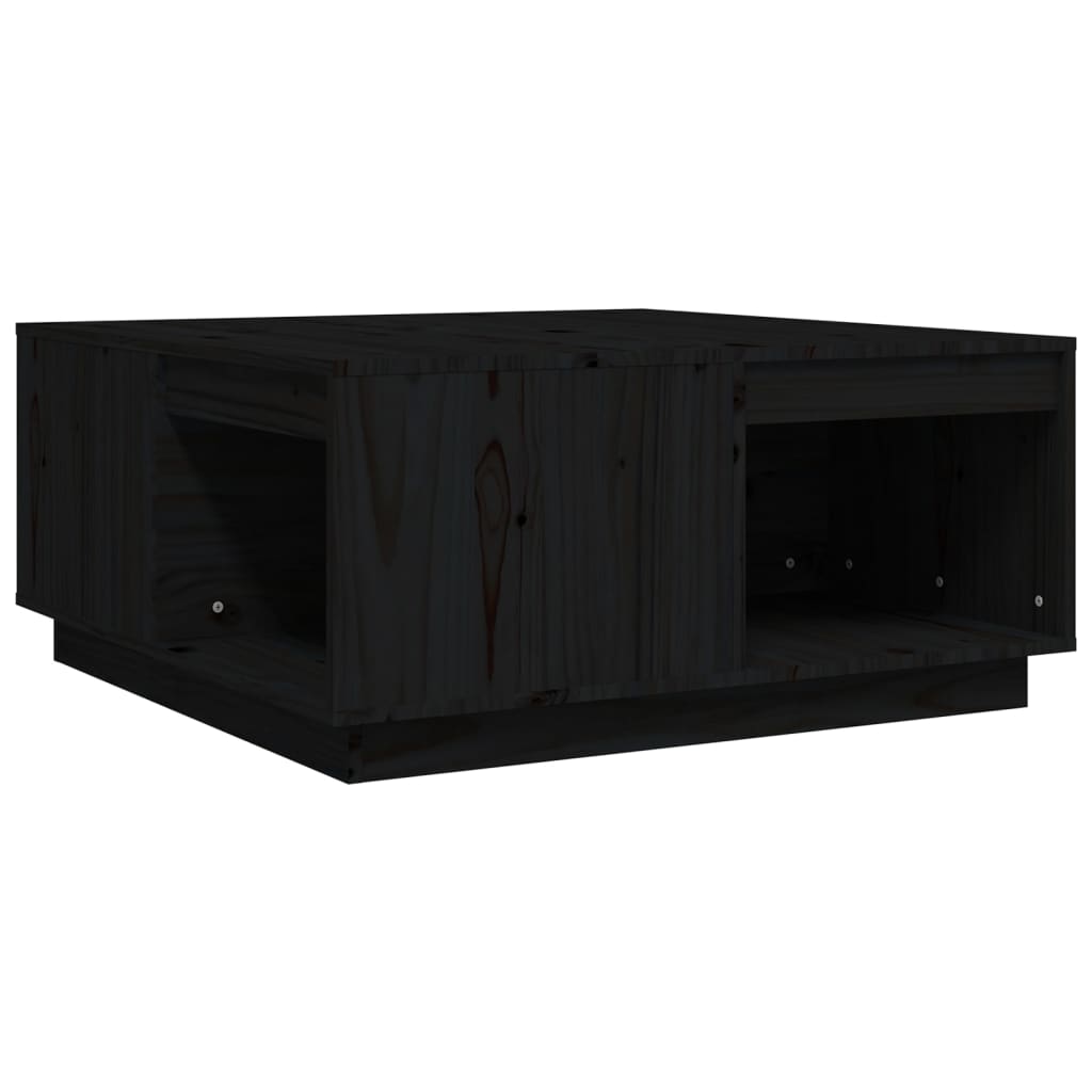 Table basse Noir 80x81x36,5 cm Bois massif de pin - Tables basses