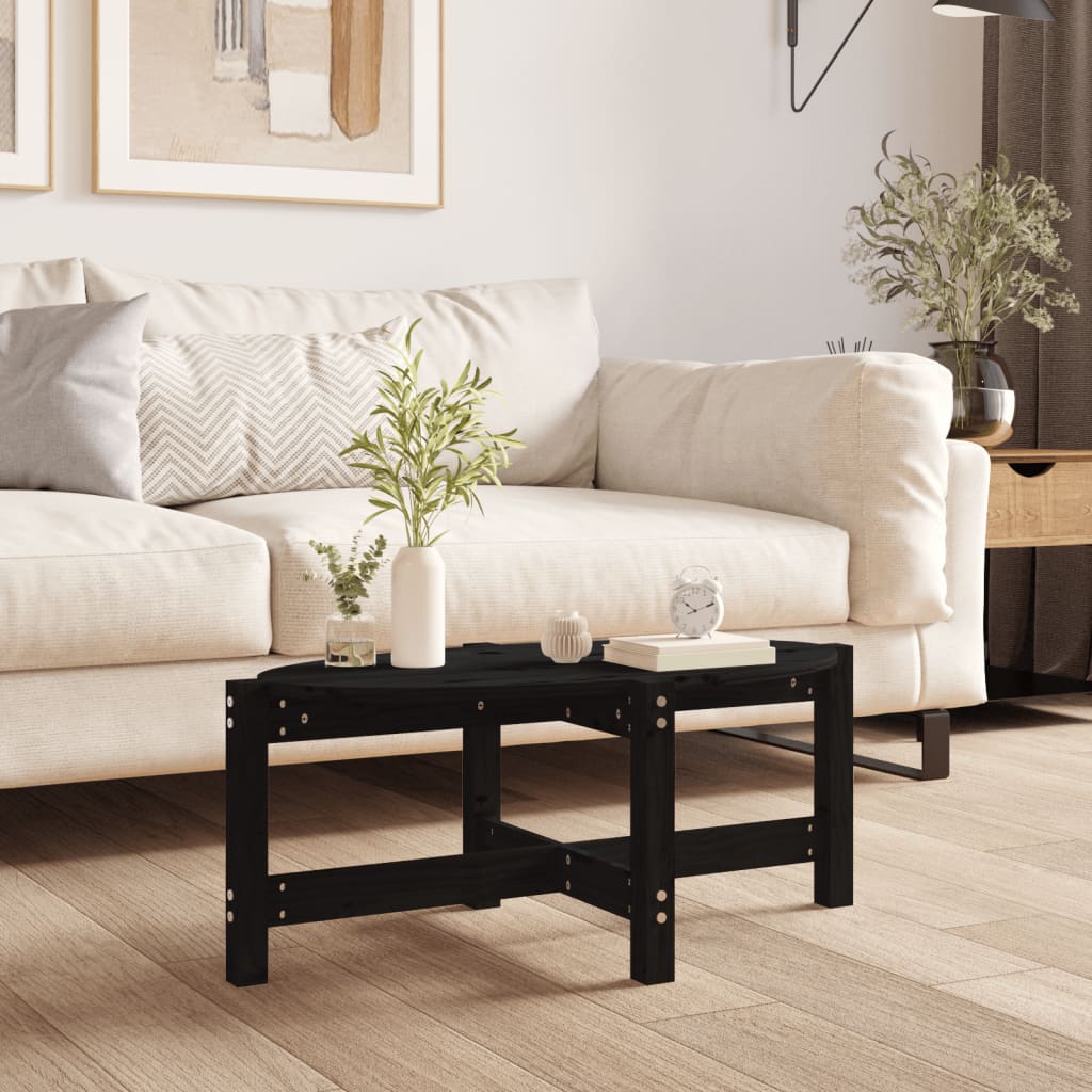 Table basse Noir 87x48x35 cm Bois massif de pin - Tables basses