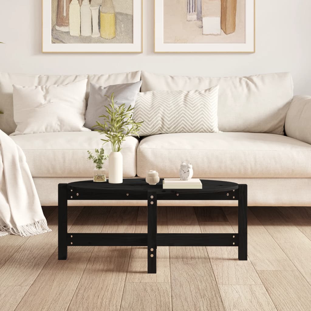 Table basse Noir 87x48x35 cm Bois massif de pin - Tables basses
