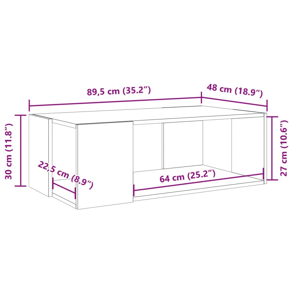 Table basse noir 89,5x48x30 cm bois d’ingénierie - Tables basses