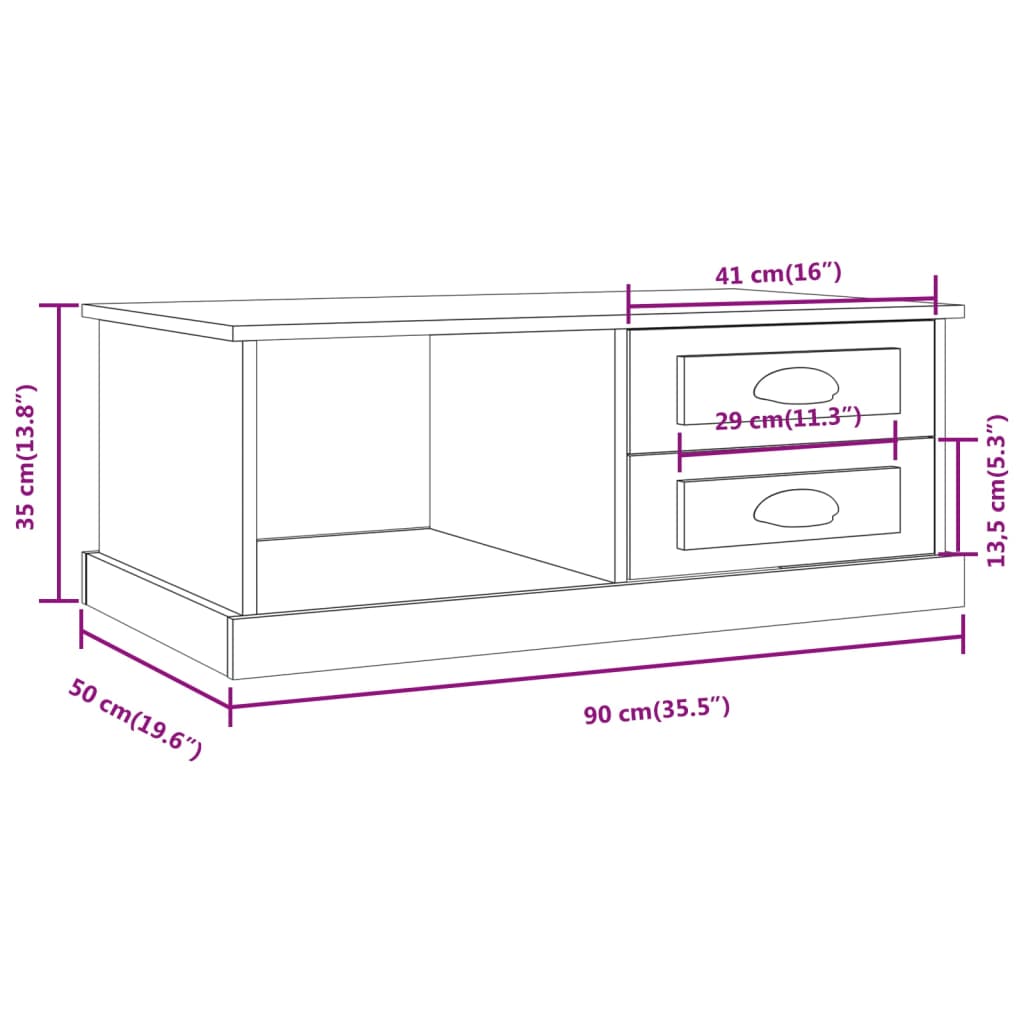 Table basse Noir 90x50x35 cm Bois d’ingénierie - Tables basses