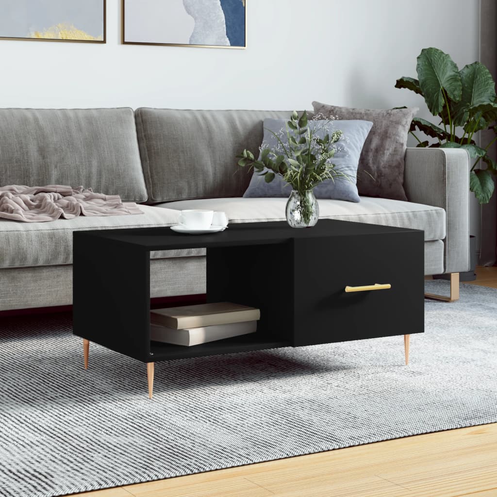 Table basse noir 90x50x40 cm bois d’ingénierie - Tables basses