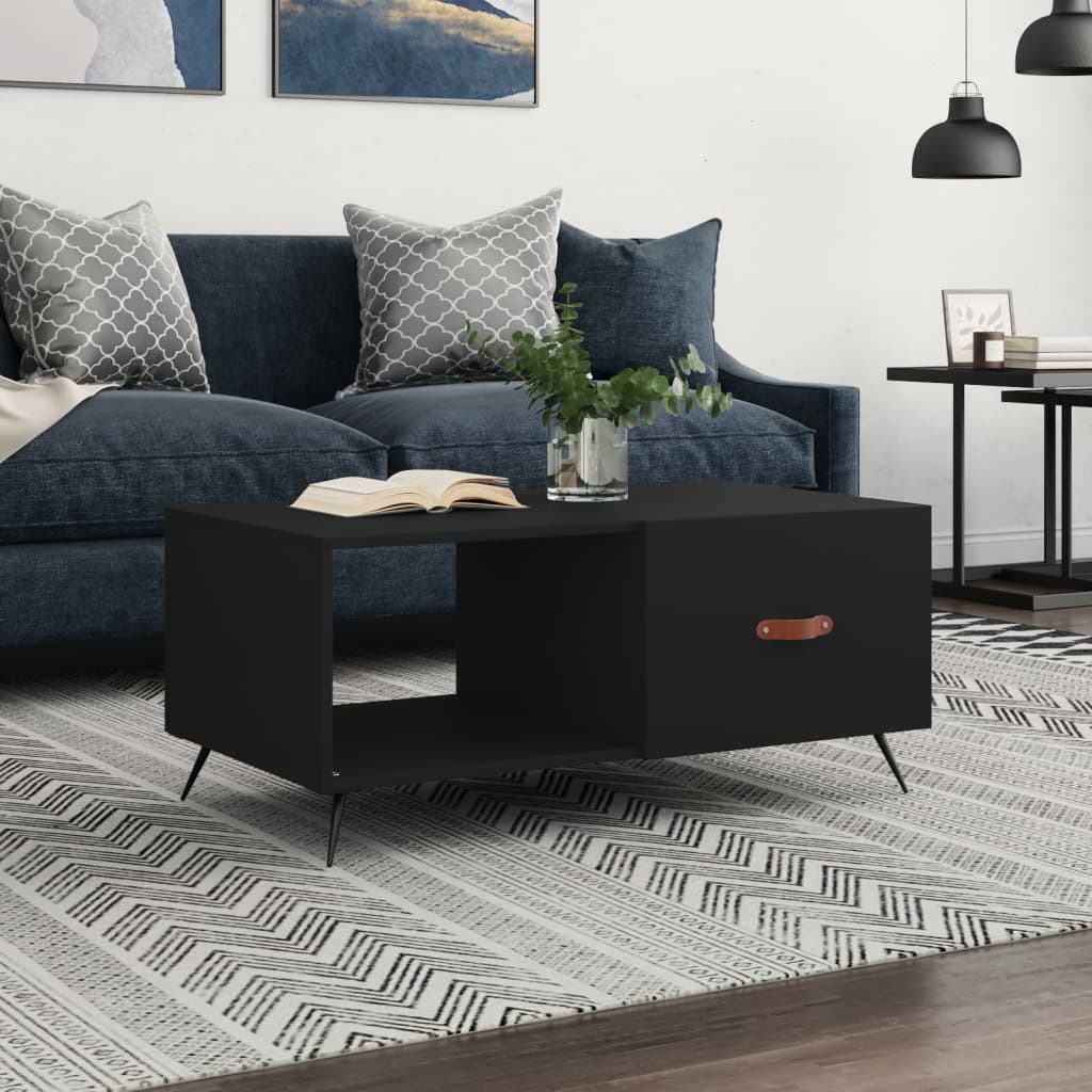 Table basse noir 90x50x40 cm bois d’ingénierie - Tables basses