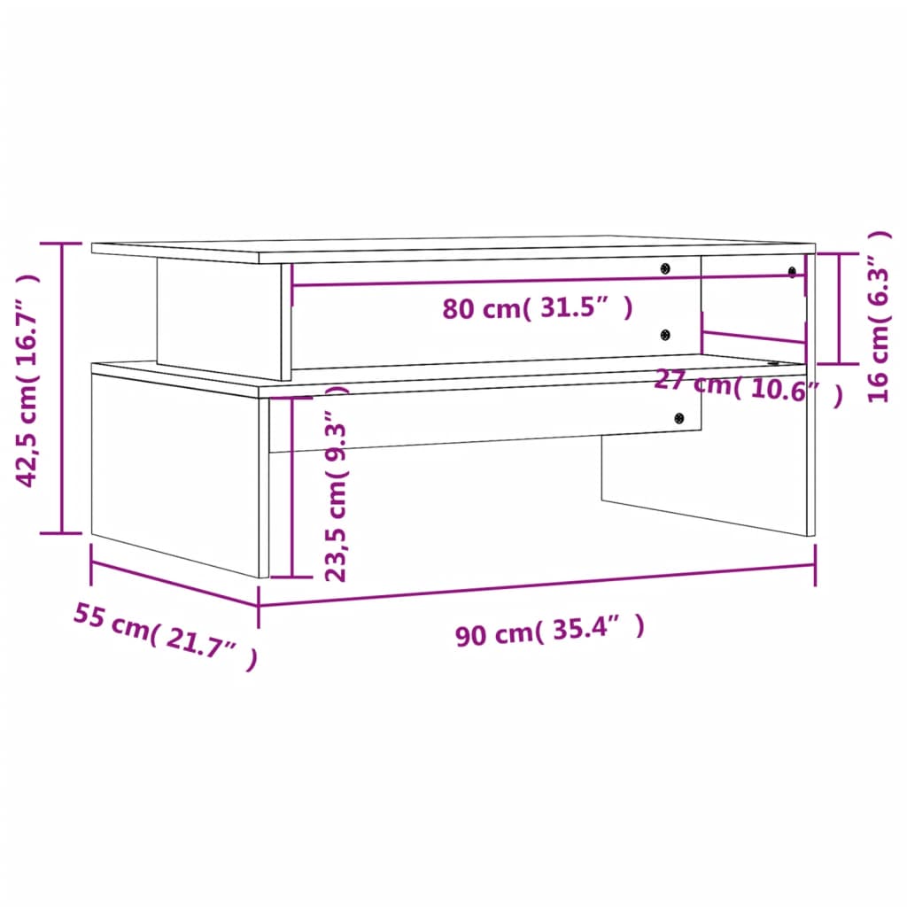 Table basse noir 90x55x42,5 cm bois d’ingénierie - Tables basses