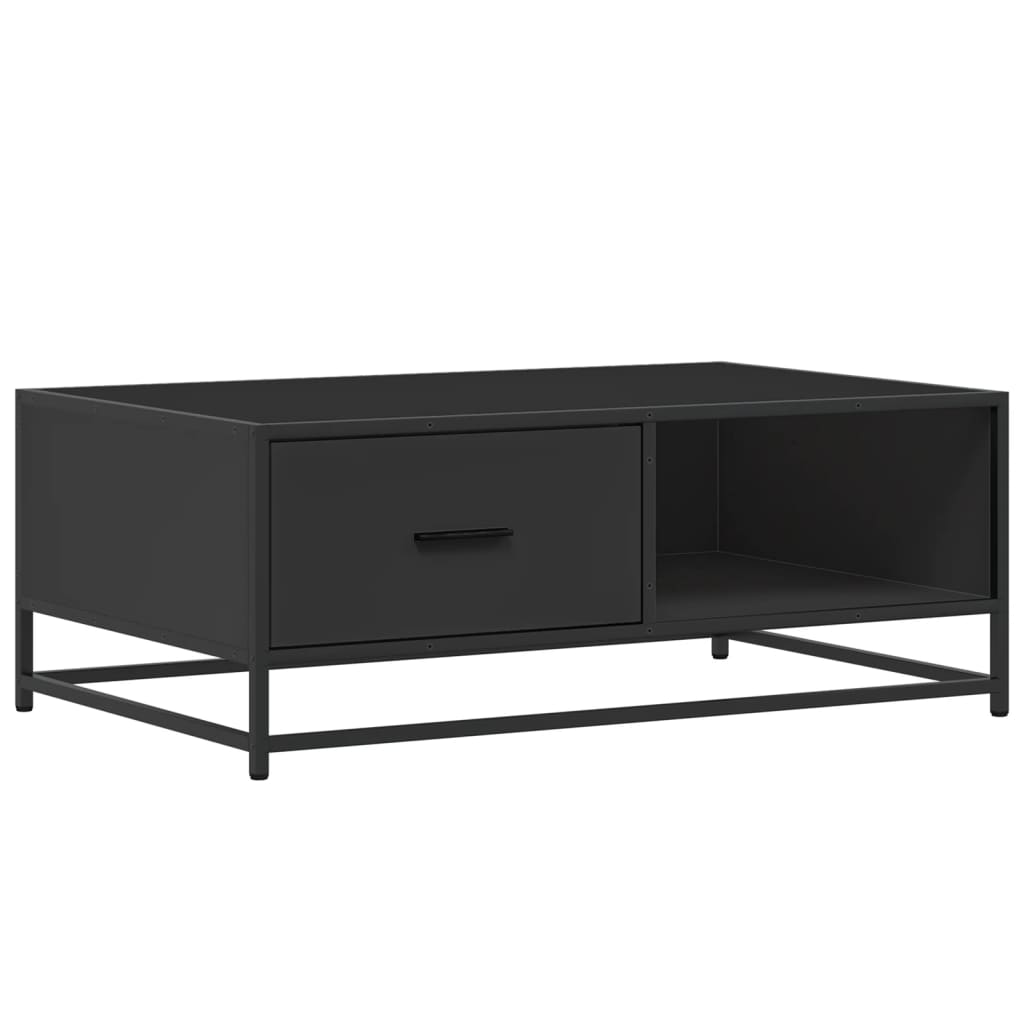 Table basse noir 90x57x35 cm bois d’ingénierie et métal - Tables basses