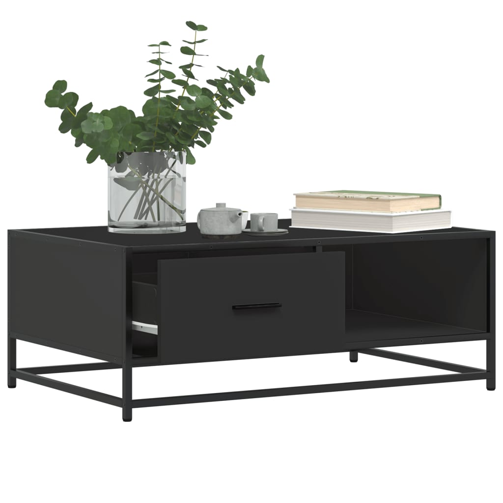 Table basse noir 90x57x35 cm bois d’ingénierie et métal - Tables basses