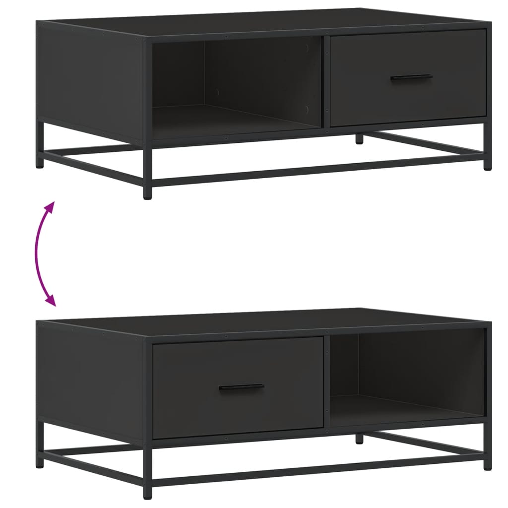 Table basse noir 90x57x35 cm bois d’ingénierie et métal - Tables basses
