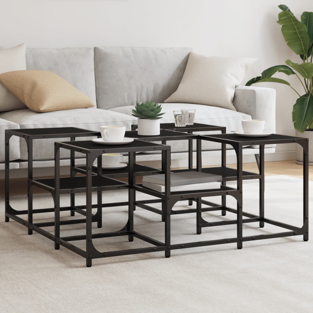 Table basse noir 91x91x40 cm bois d’ingénierie - Tables basses