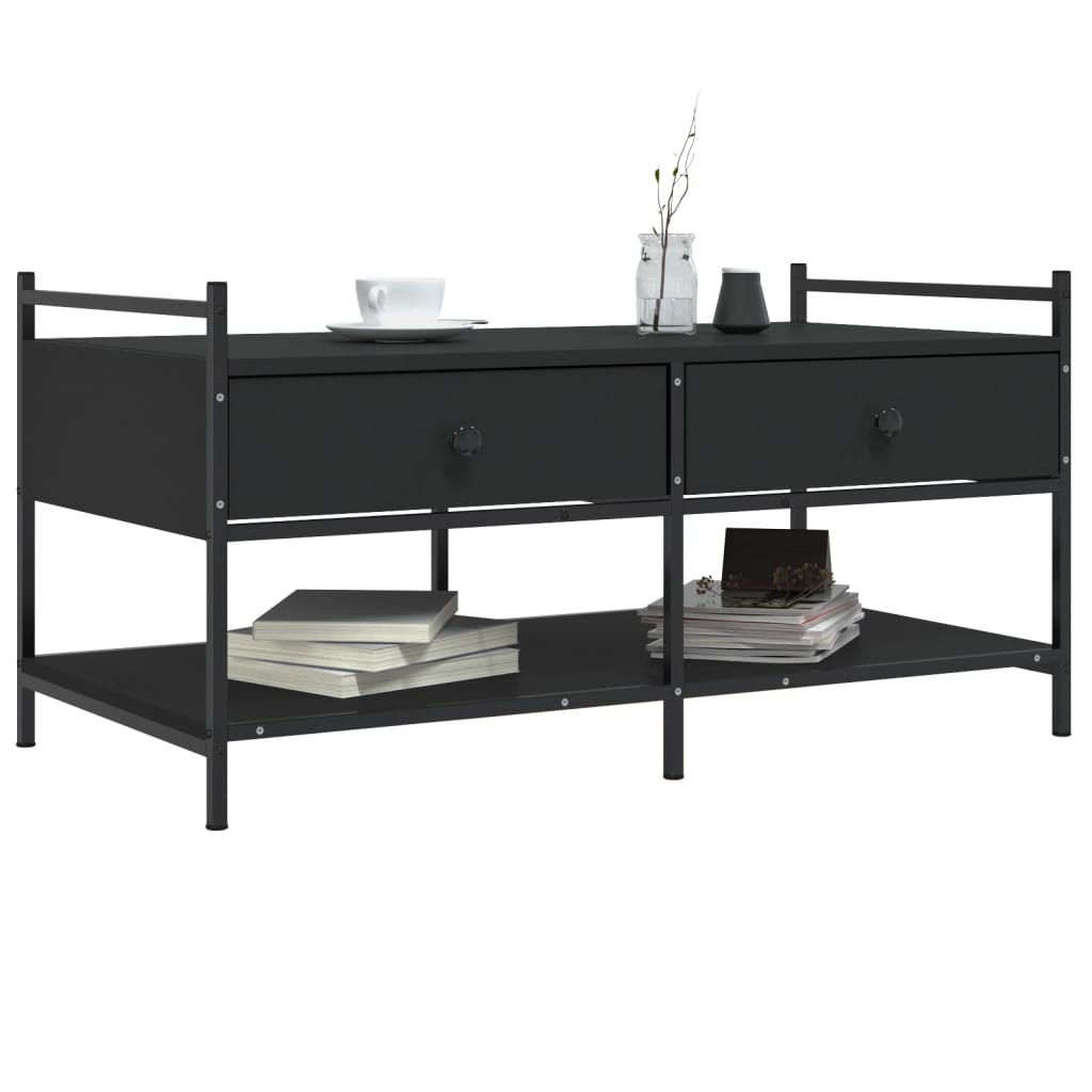 Table basse noir 99x50x50 cm bois d’ingénierie - Tables basses