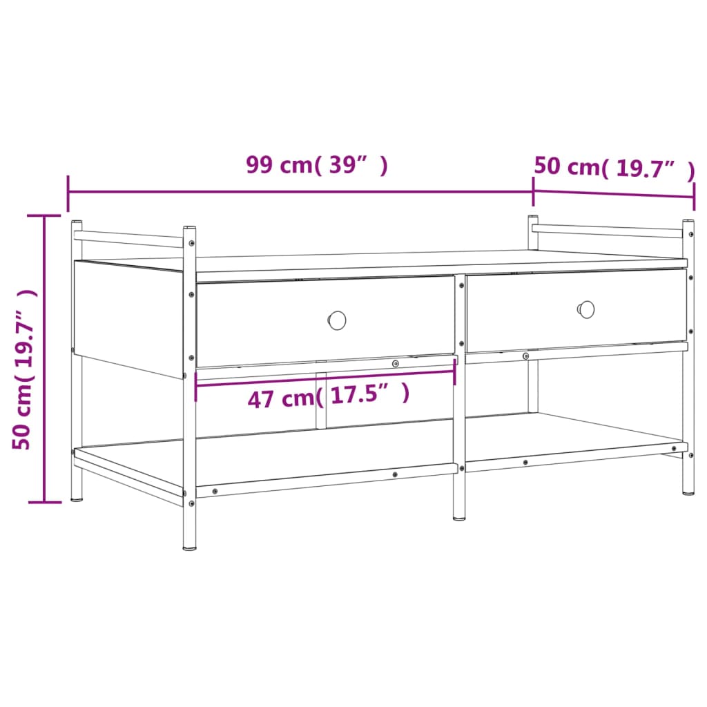Table basse noir 99x50x50 cm bois d’ingénierie - Tables basses