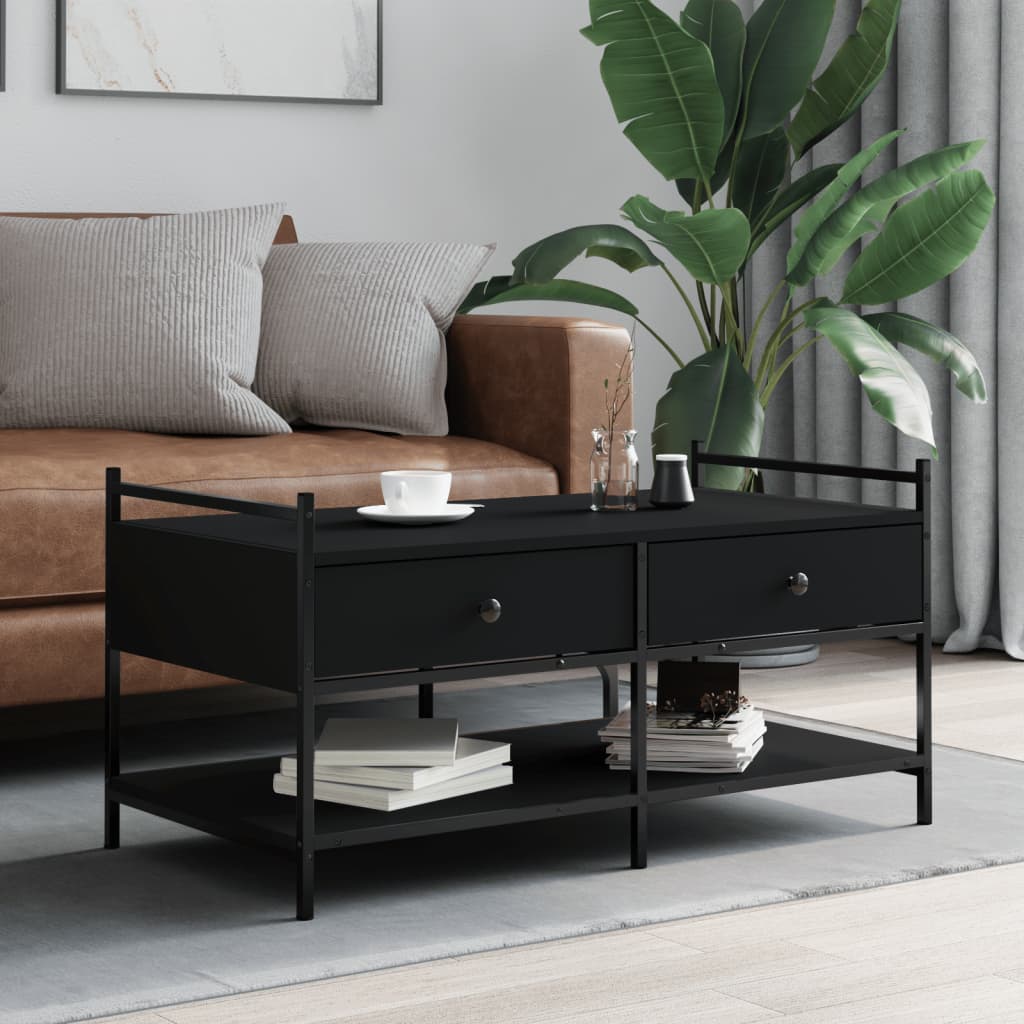 Table basse noir 99x50x50 cm bois d’ingénierie - Tables basses