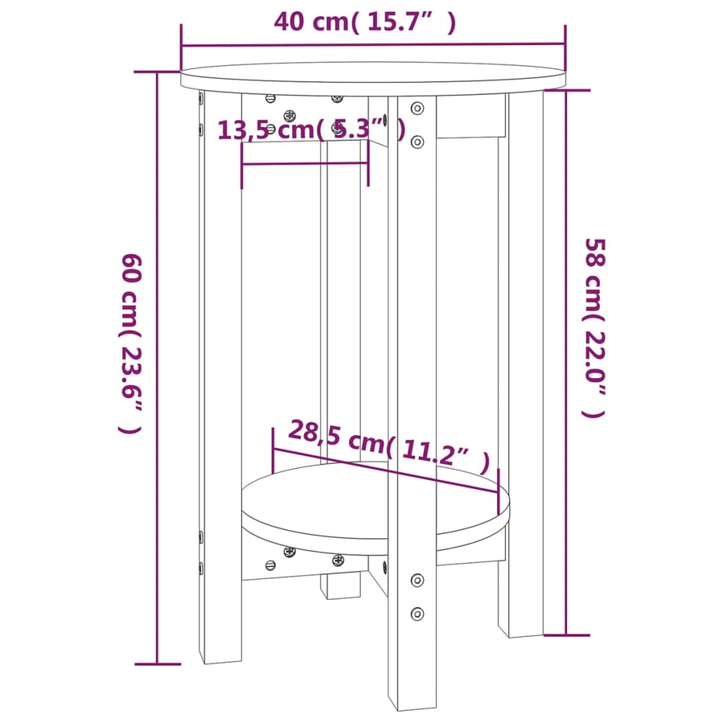 Table basse Noir Ø 40x60 cm Bois massif de pin - Tables basses