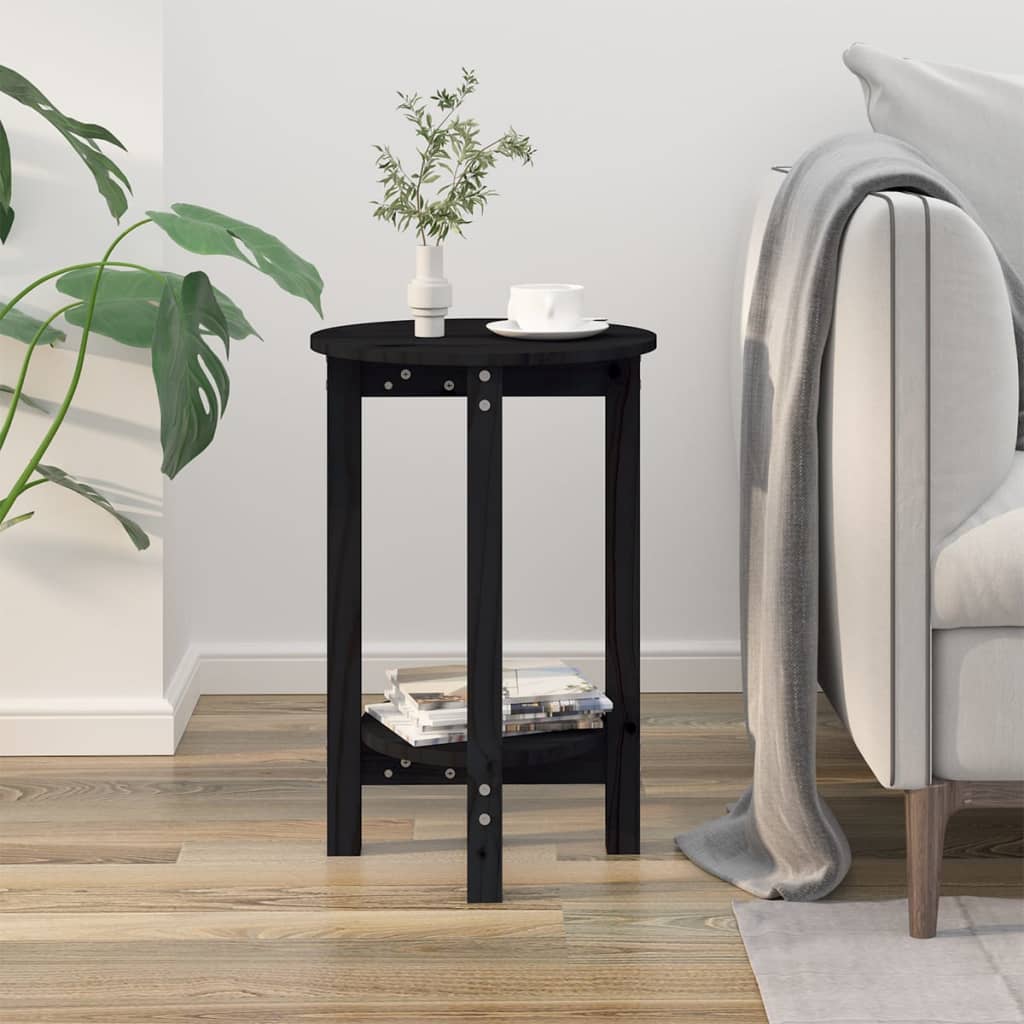 Table basse Noir Ø 40x60 cm Bois massif de pin - Tables basses