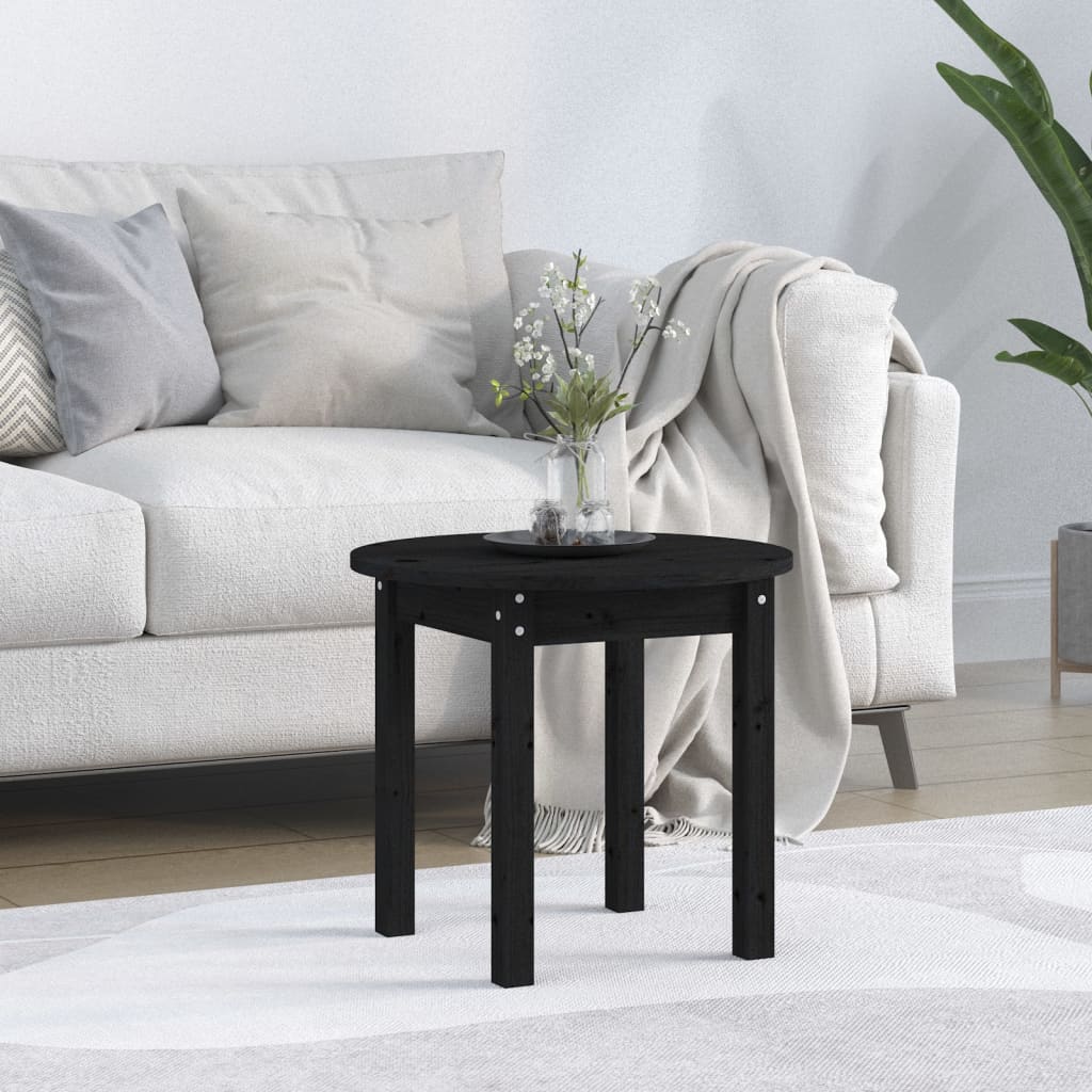 Table basse Noir Ø 45x40 cm Bois massif de pin - Tables basses