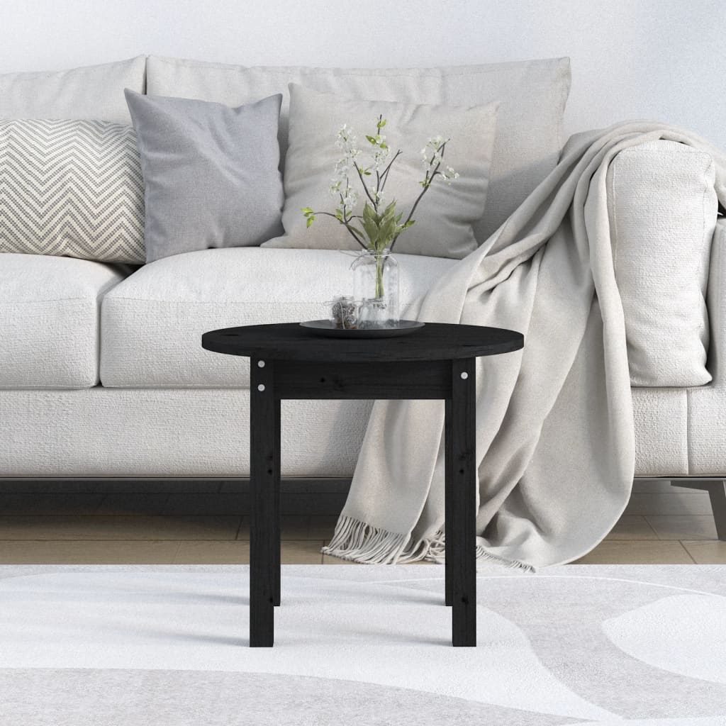 Table basse Noir Ø 45x40 cm Bois massif de pin - Tables basses